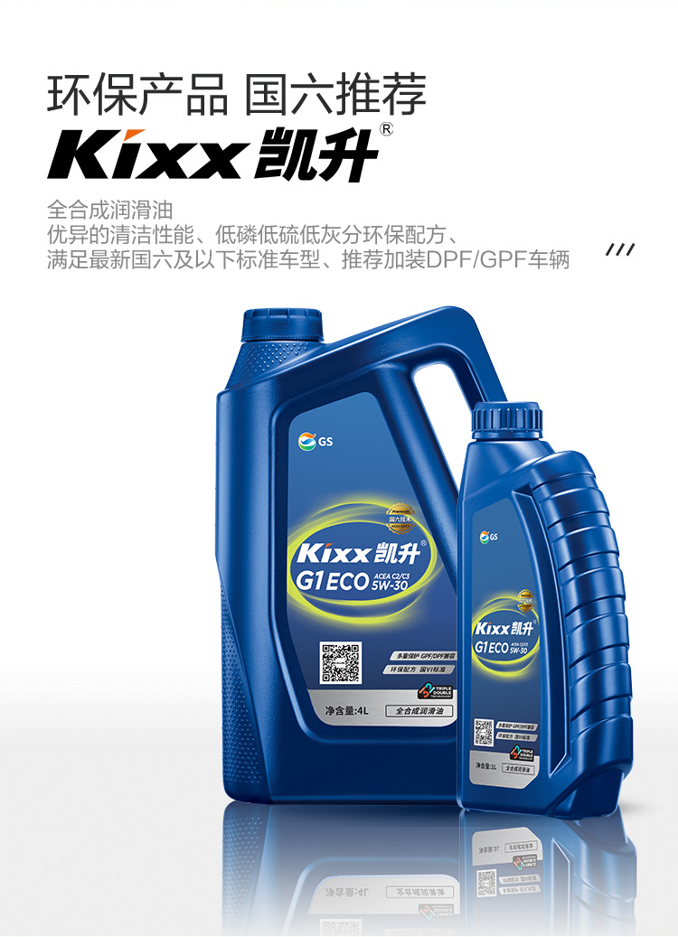 GS (Kixx) 凱升G1 ECO 全合成機油 5W-30 C3級 藍凱系列 4L-第2張圖片-鄭州市冠恒貿(mào)易有限公司【官方網(wǎng)站】-車用潤滑油服務專家