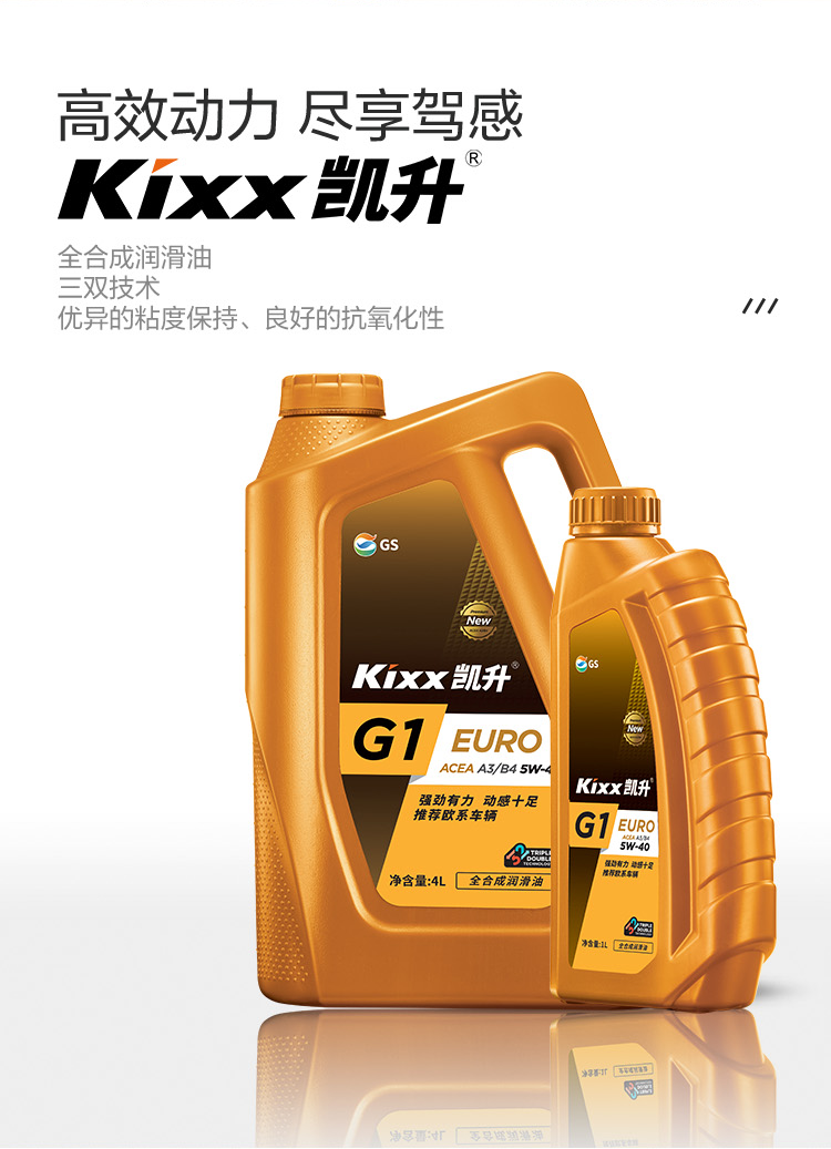 GS (Kixx) 凱升G1 Euro 全合成機(jī)油 5W-40 A3B4級 金凱系列 1L-第2張圖片-鄭州市冠恒貿(mào)易有限公司【官方網(wǎng)站】-車用潤滑油服務(wù)專家