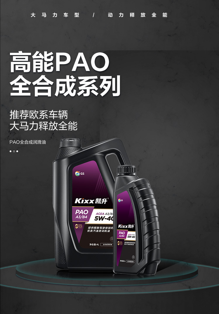 GS (Kixx) 凱升PAO全合成機(jī)油 5W-40 A3B4級 黑凱系列 4L-第1張圖片-鄭州市冠恒貿(mào)易有限公司【官方網(wǎng)站】-車用潤滑油服務(wù)專家